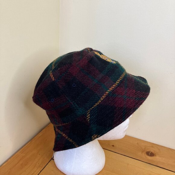 Polo Ralph Lauren Plaid Bucket Hat with Embroidered Crest Alpaca Wool Blend - Picture 6 of 10